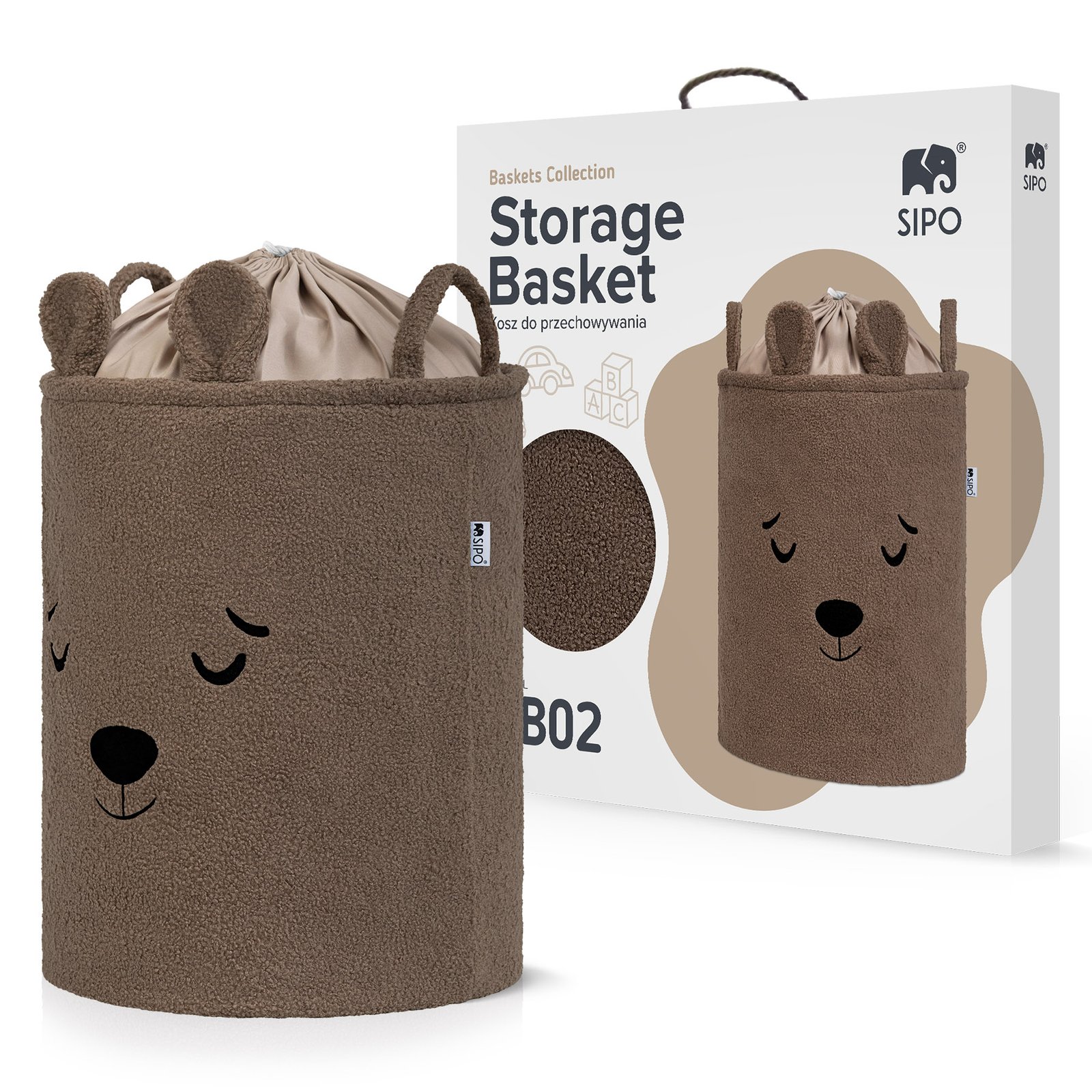 Bouclé Toy Storage Basket XL – Brown Bear – photo 4