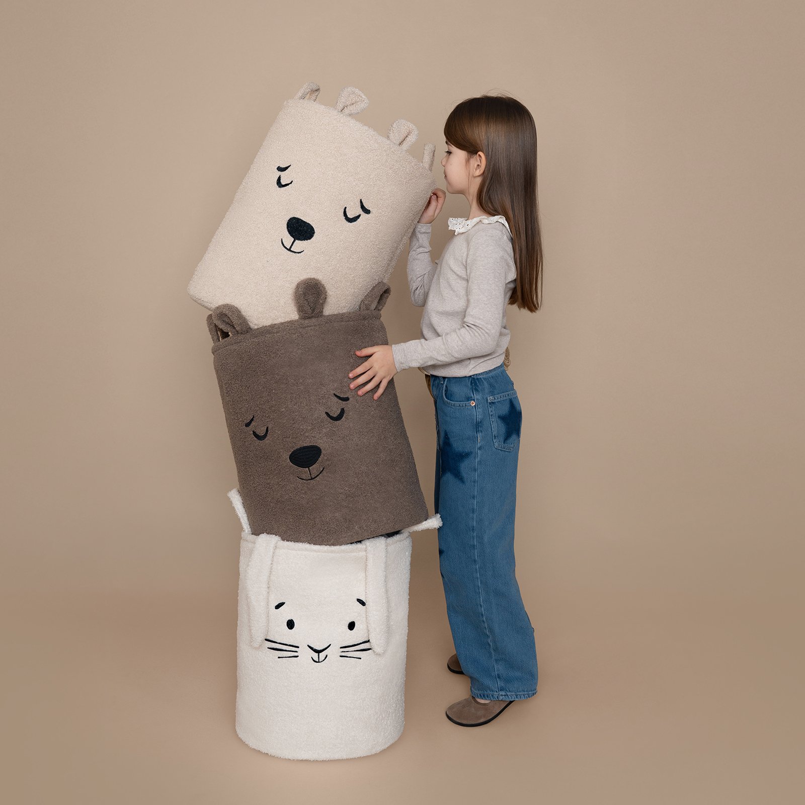 Bouclé Toy Storage Basket XL – Brown Bear – photo 11