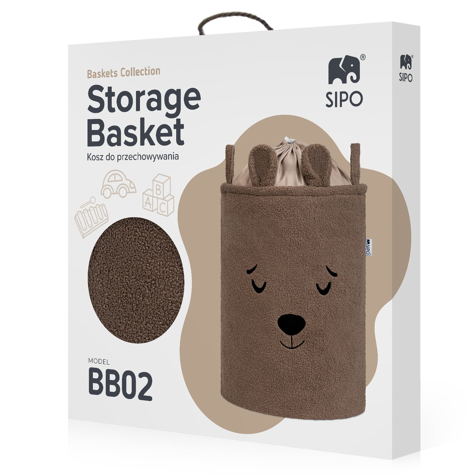 Bouclé Toy Storage Basket XL – Brown Bear – photo 14