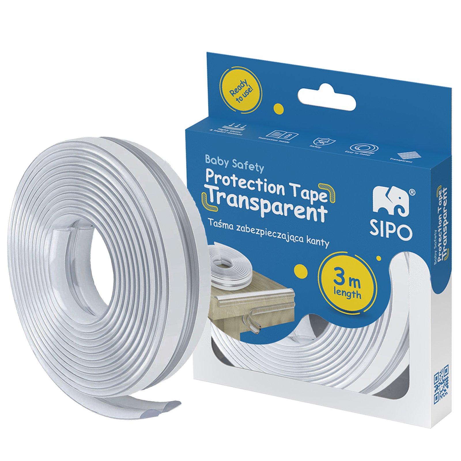 Transparent safety tape for sharp furniture edges, 1 pc - Image 2