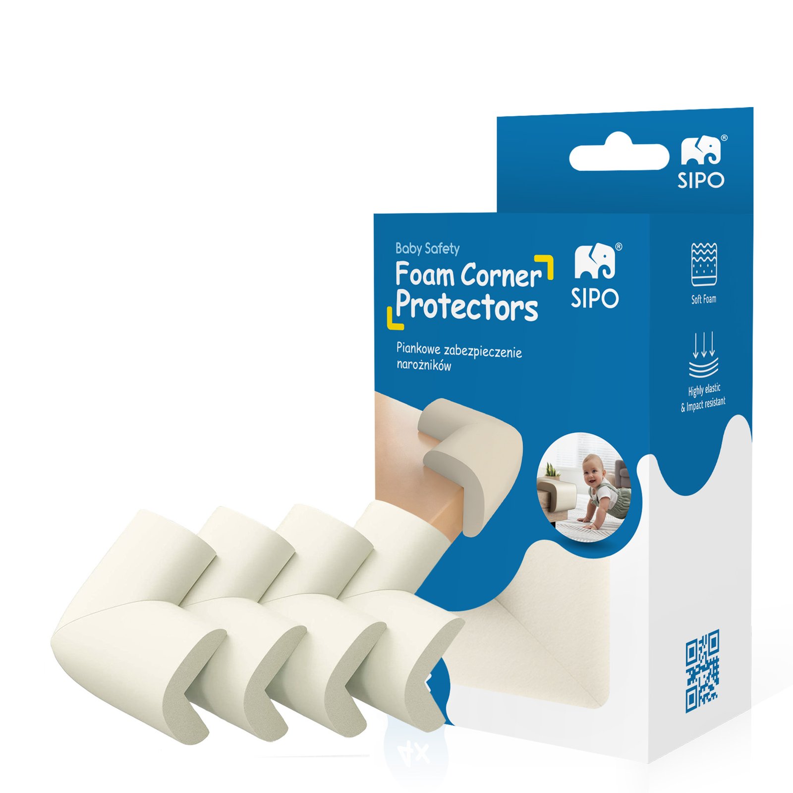 Foam corner guards for furniture edges and corners, ecru, 4 pcs - Image 10
