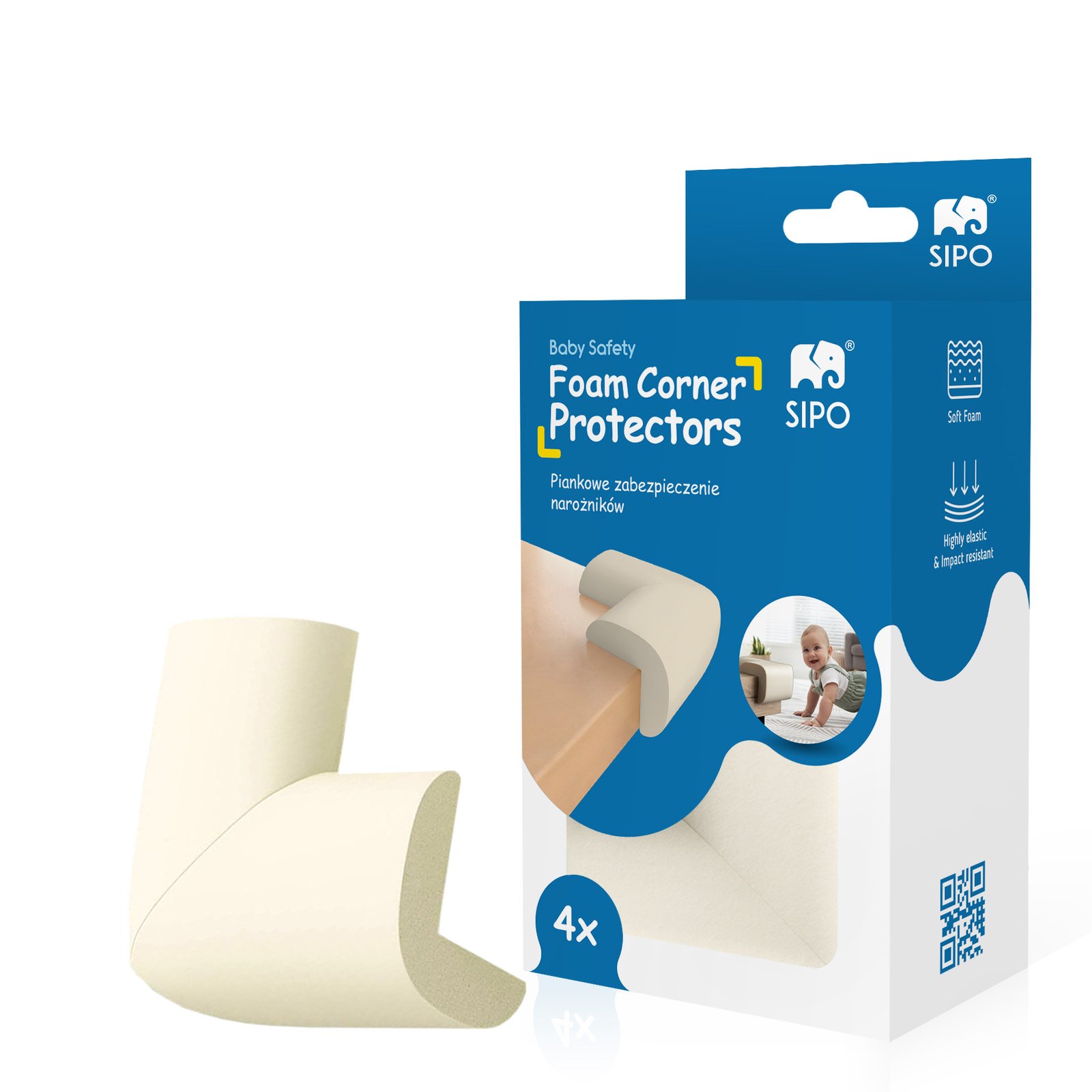 Foam corner guards for furniture edges and corners, ecru, 4 pcs - Image 11