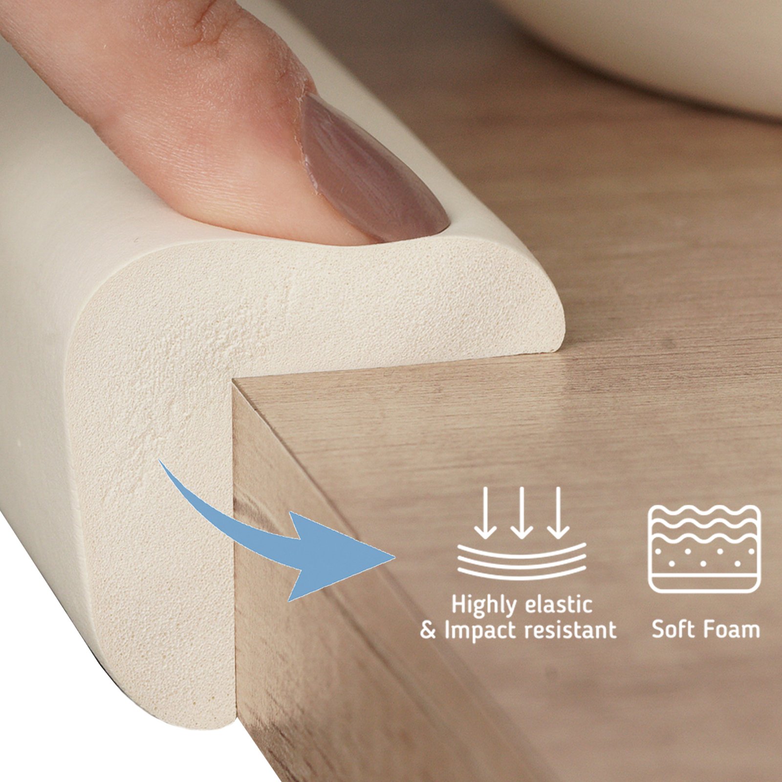 Foam corner guards for furniture edges and corners, ecru, 4 pcs - Image 3
