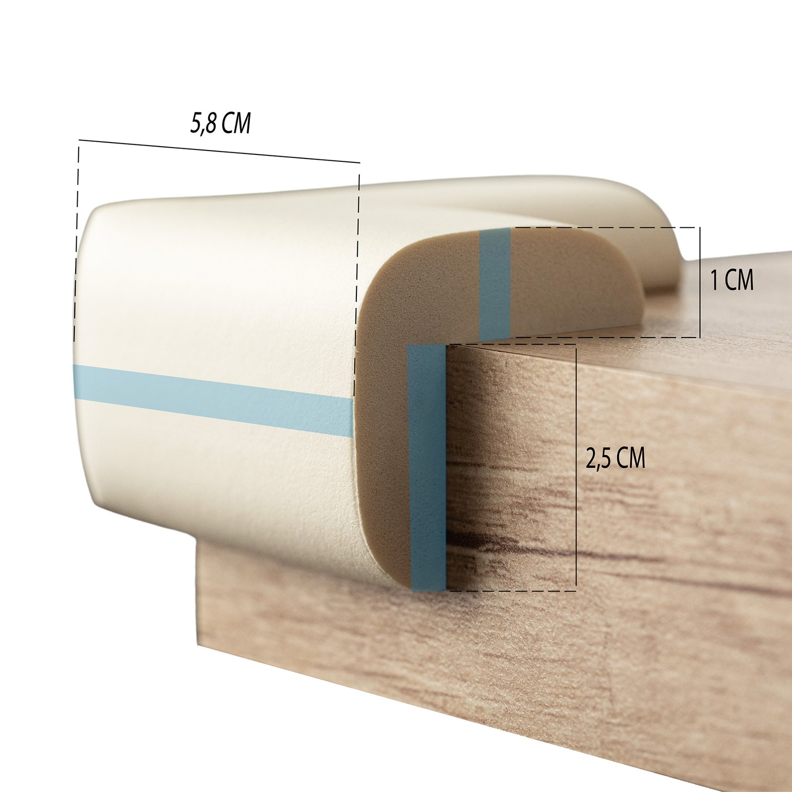 Foam corner guards for furniture edges and corners, ecru, 4 pcs - Image 8
