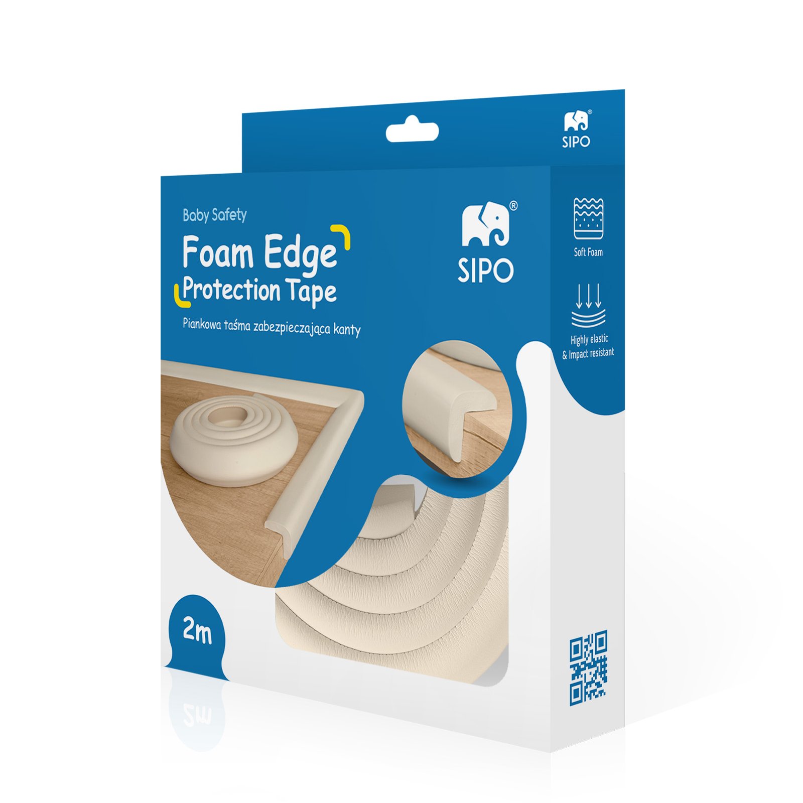 Foam safety tape for sharp furniture edges, L-shaped, ecru, 1 pc - Image 12