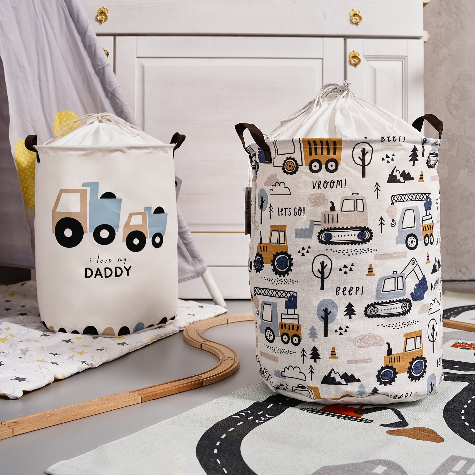 Cotton Toy Storage Basket XL – Cars – photo 7