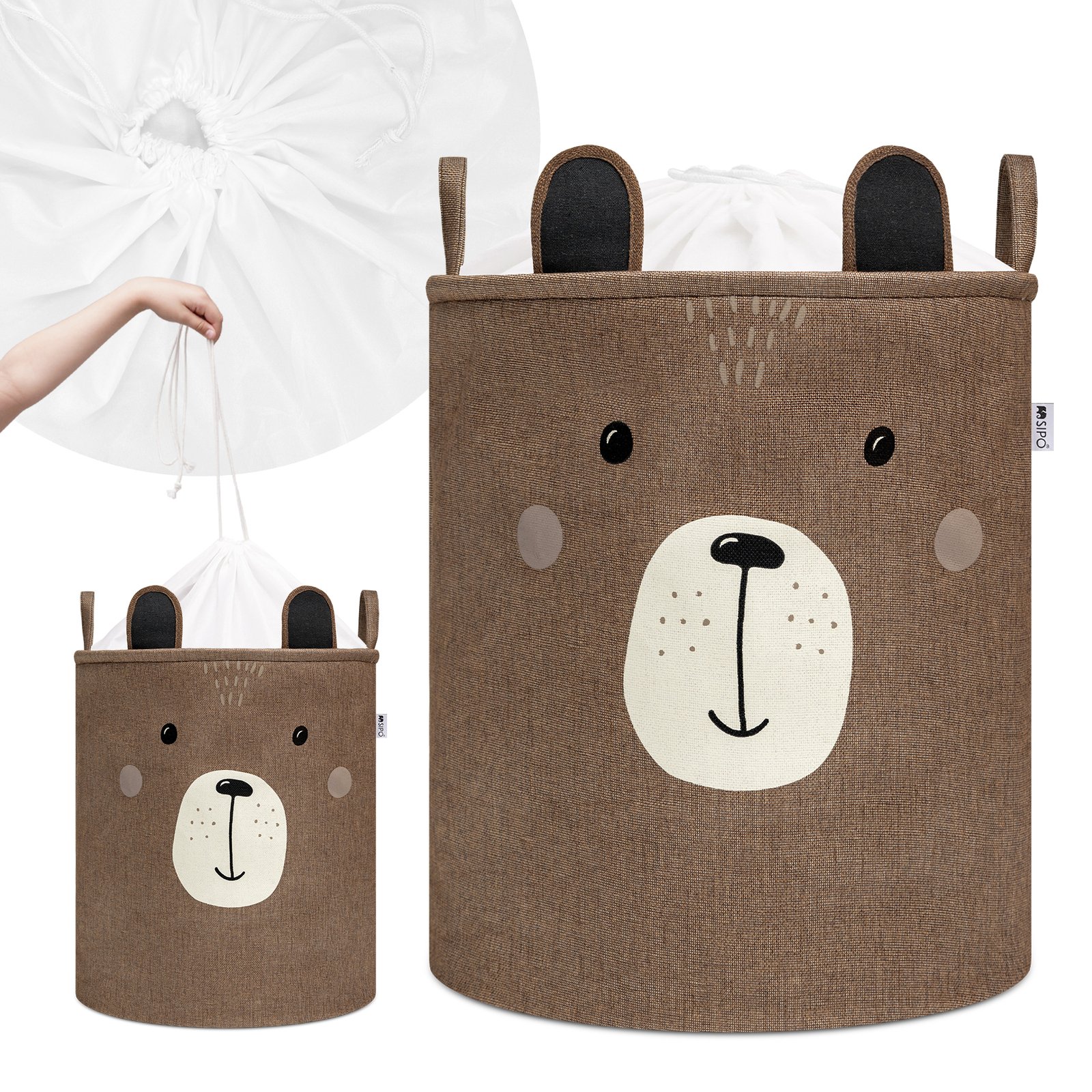 Toy Storage Basket XXL with Drawstring – Brown Bear – photo 6