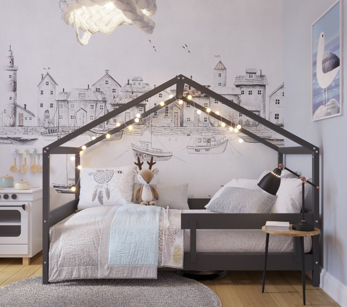 YappyHytte house bed, ANTHRACITE