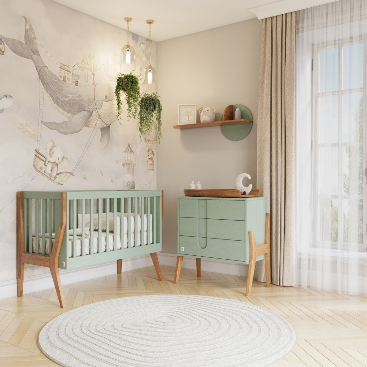 YappyIcon baby cot, SAGE GREEN