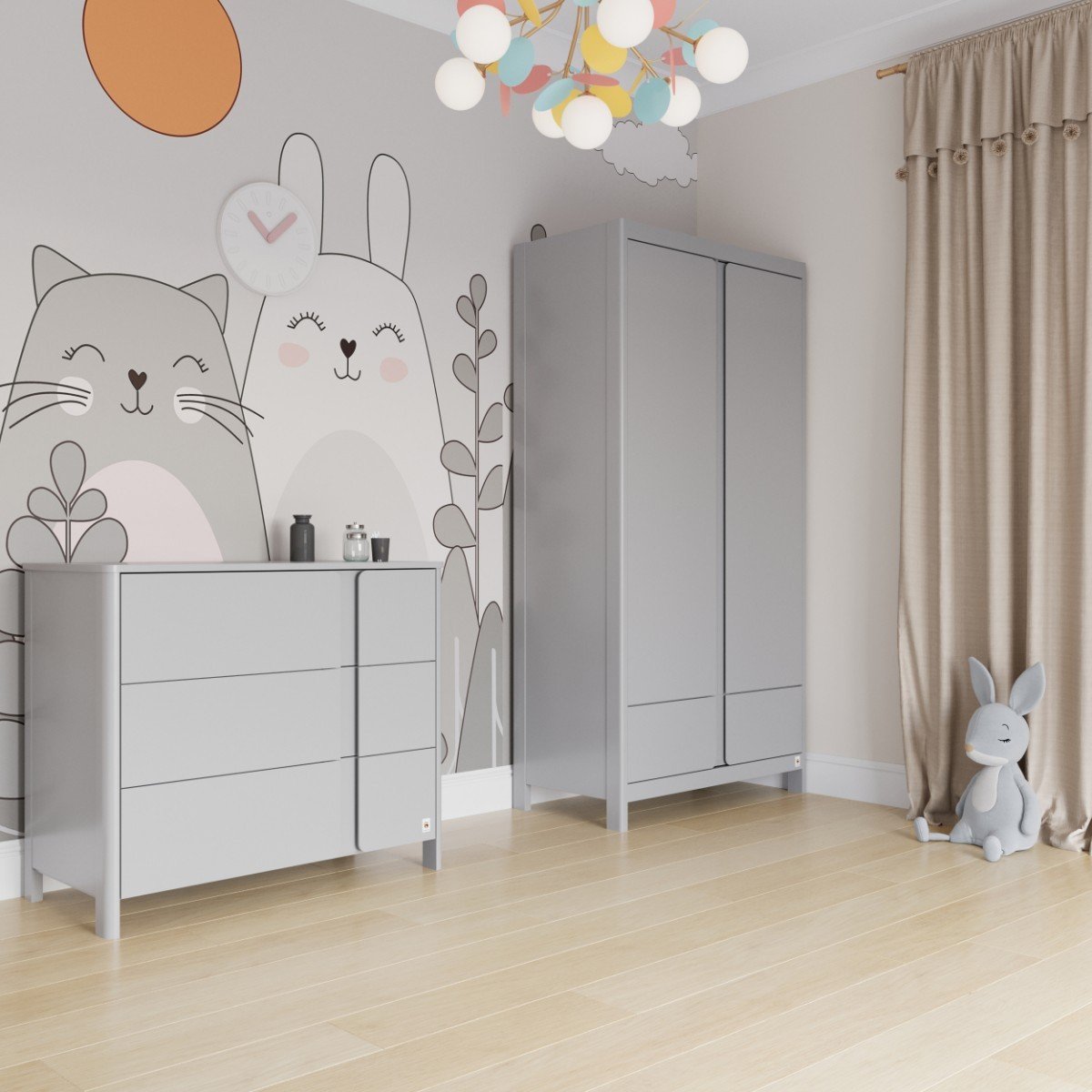 LIGHT GREY YappyClassic wardrobe and dresser with YappyQu cot – photo 2